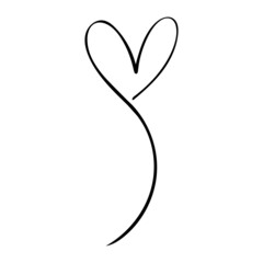 Heart background valentine day design, one line draw vector illustration.