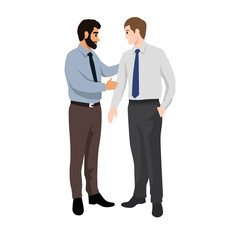 Business partners discussing documents and ideas at meeting. flat illustration style vector doodle design.