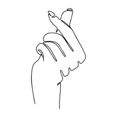 One Line Drawing, Single Continuous Line Sketch Hand Gesture Love