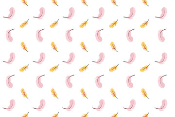 seamless pattern with feather on white background. pastel pattern.