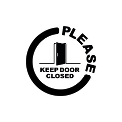 keep door closed sign on white backgroud