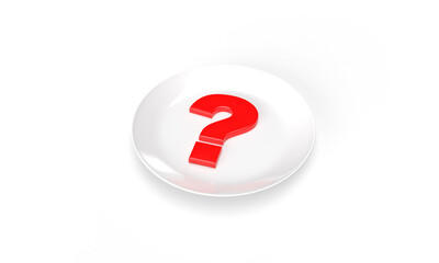 Question mark on a plate as a background for a restaurant.