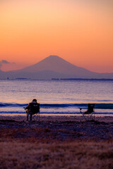 富士が見える夕暮れ