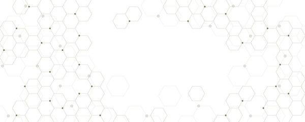 White banner with tech hexagon pattern design