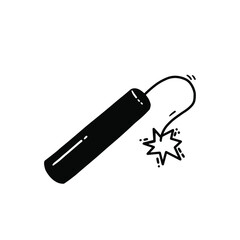 Explosive dynamite doodle sketch in scribble black and white monochrome illustration isolated on white background. 