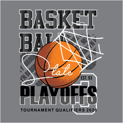 The state of basketball typography graphic design, for t-shirt prints, vector illustration