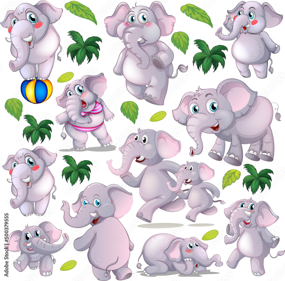 Canvas Prints cute animals cartoon set on white background