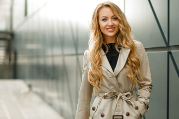Young beautiful blonde woman with long hair
