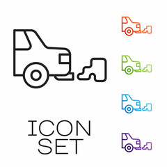 Black line Car exhaust icon isolated on white background. Set icons colorful. Vector