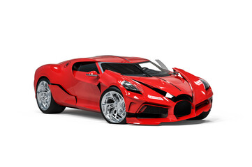 Plakat 3D render Image representing an expensive car involved in an accident