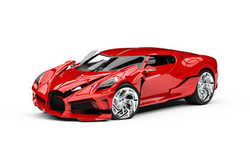 3D render Image representing an expensive car involved in an accident