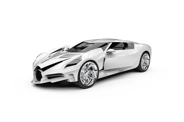 Obraz na płótnie Canvas 3D render image representing a damage high class sport car in white 