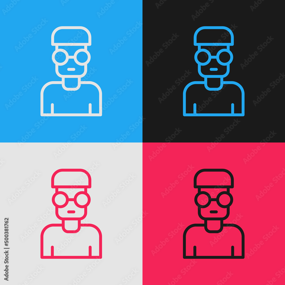 Poster pop art line nerd geek icon isolated on color background. vector
