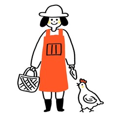 Obraz premium 農業、農家の作業風景イラスト
