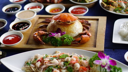 Vietnamese traditional dishes in a restaurant.