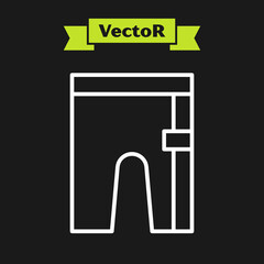 White line Cycling shorts icon isolated on black background. Vector