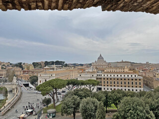 Roma, San Pietro e la città del Vaticano da Castel Sant'Angelo - obrazy, fototapety, plakaty