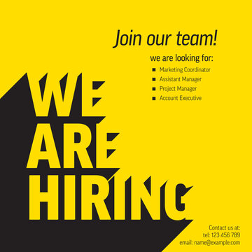We are hiring minimalistic flyer template with big letters