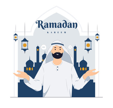 Man on Ramadan Kareem concept illustration