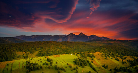Slovakia high Tatras Mountains with meadow, Belianske Tatry Slovakia. Hiking in slovakia moutains. © Zedspider