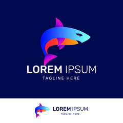 Shark logo with a very elegant and luxurious gradient color