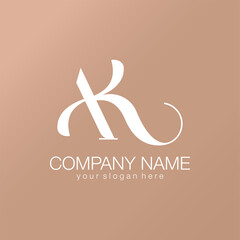 AK letter monogram. Elegant luxury logo. Calligraphic style. Corporate identity and personal logo. Vector design. Luxurious linear creative monogram. - obrazy, fototapety, plakaty