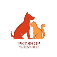 the logo for the animal store. pet shop. line cat and dog