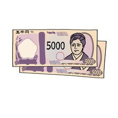 2枚の五千円札（津田梅子）