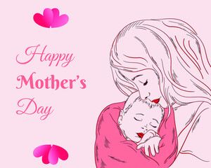 happy mothers day event poster with mother child