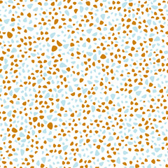 Fototapeta na wymiar Abstract white background with brown and blue spots. Seamless pattern. Vector illustration.
