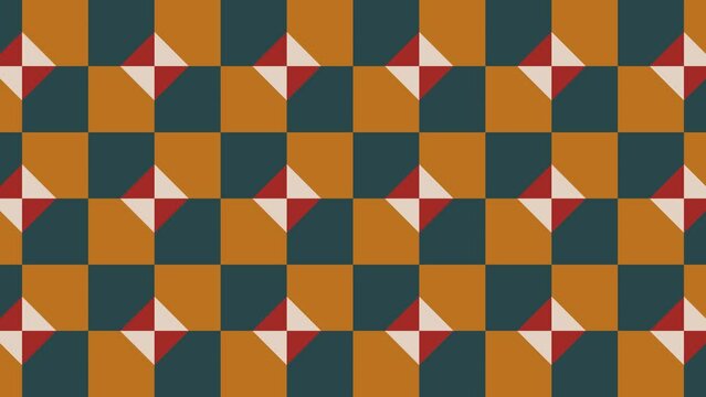 Abstract seamless loop animated pattern with multicolor geometric shapes. Motion graphic background in a flat design with geometric elements