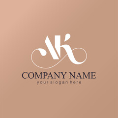 AK letter monogram. Elegant luxury logo. Calligraphic style. Corporate identity and personal logo. Vector design. Luxurious linear creative monogram.