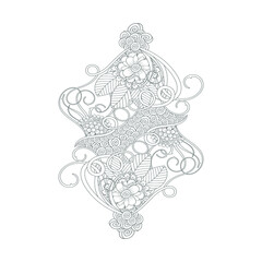 Coloring Page. Hand Drawn Sketch for Adult Anti Stress, Fun and Relaxation. Abstract Flowers in Black Isolated on White Background.-vector