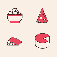 Set Cheese, Cottage cheese, and icon. Vector