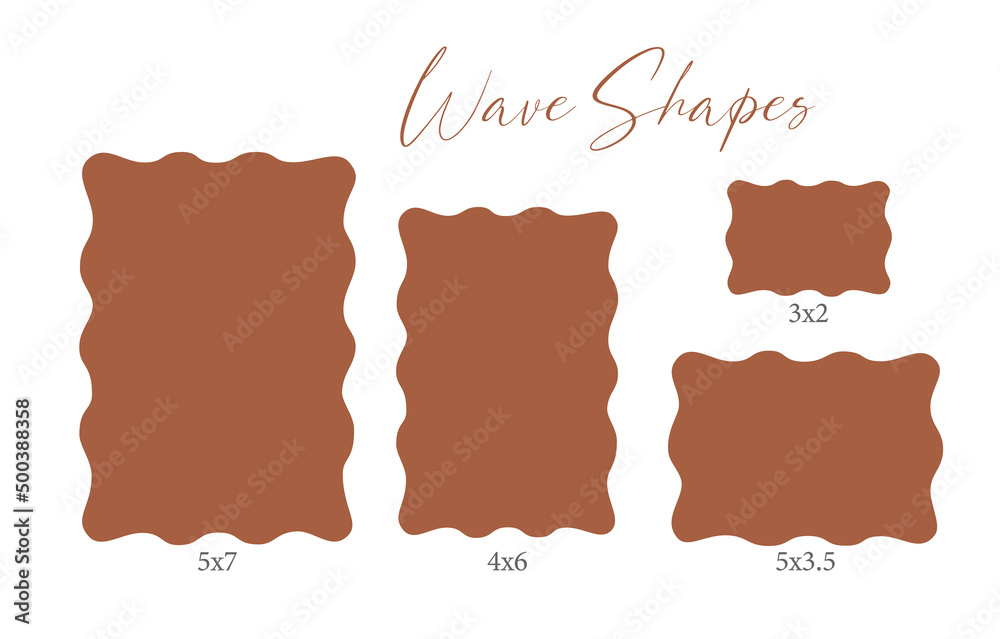 Wall mural wave shape set template, arch wedding invitations, laser cut invitation, menu, place card