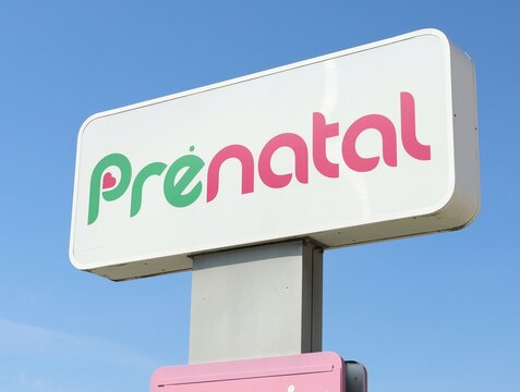 Reana, Italy. April 18, 2022. Prenatal signboard outside the official store. It is part of a chain store specialized in baby clothing and childcare products