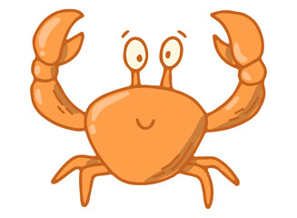 Hand drawn crab for prints, posters, cards, nursery decor, kids apparel, sublimation, stickers, etc. Sea life doodle, clipart. EPS 10