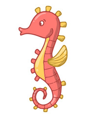 hand drawn illustration of a sea horse for nursery room decor, kids apparel prints, sublimation, cards, posters, stickers, etc. EPS 10