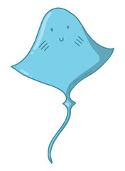 Hand drawn skate fish doodle, clipart for nursery room decor, kids apparel prints, stickers, sublimation, cards, posters, etc. Sea life decor. EPS 10