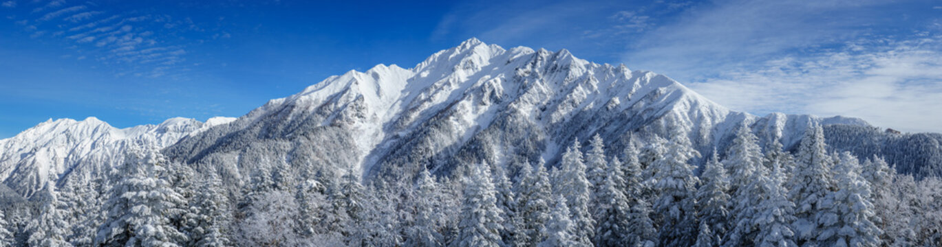 Panoramic view of Hida Mountains from Shinhotaka Ropeway, Takayama, Gifu Prefecture, Japan