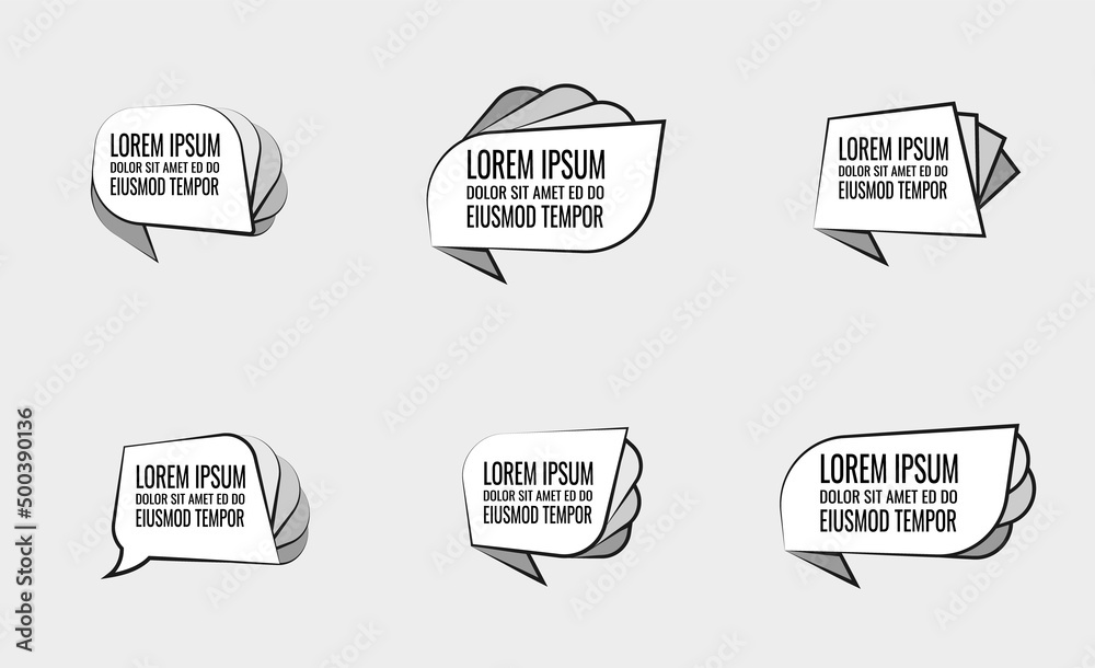 Poster set of speech bubbles for quotes with stroke and line.