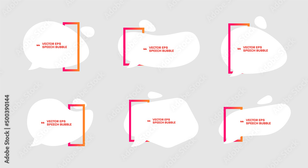 Poster Set of vector colored speech bubbles with outline.