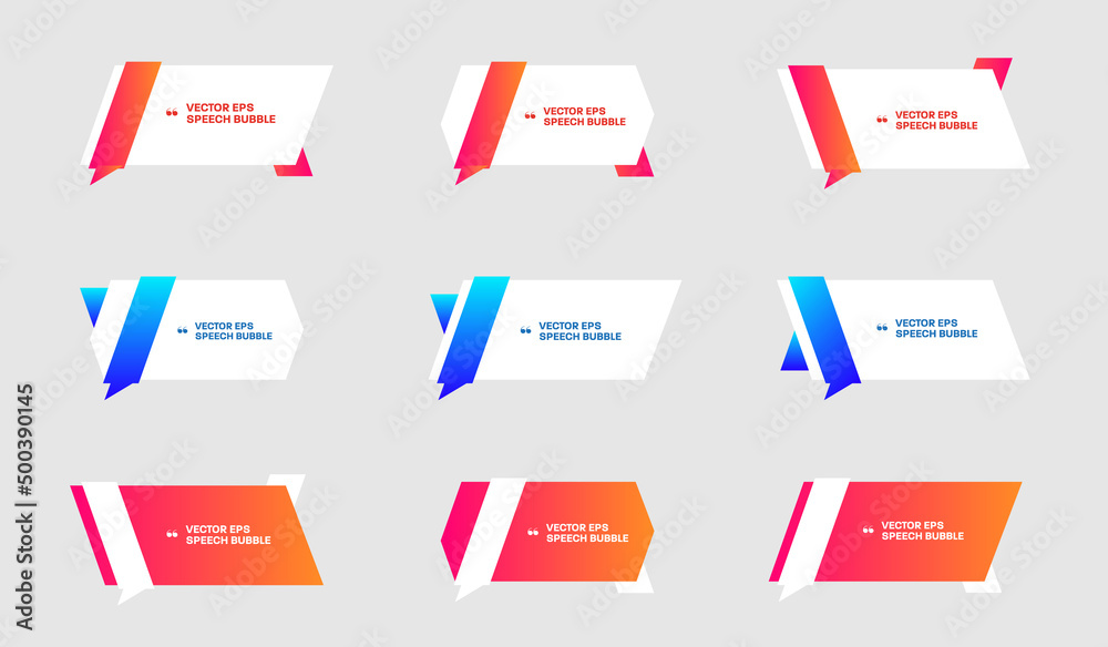 Poster Vector template of white bubble shapes for quotes with colorful design elements.