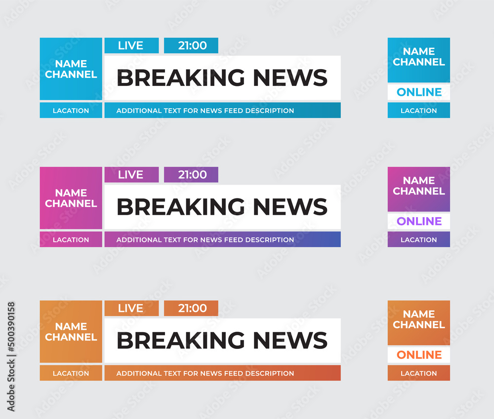 Poster Set of modern vector lower third screen for titles and captions.