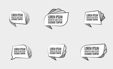 Set of speech bubbles for quotes with stroke and line.