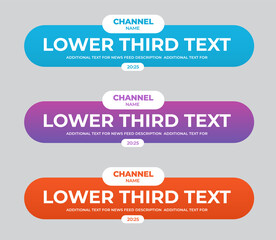 Set of modern vector lower third banner  screen for headers, for name, channel, title plate.
