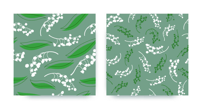 Lily of the Valley Seamless Texture. Bud of Convallaria Majalis. Spring Blossom Fabric. Lily of the Valley. Summer Leaf Illustration. Floral Pattern. Fresh Lily of the Valley.