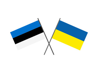 Estonia and Ukrainian flags crossed. A symbol of friendship and support.