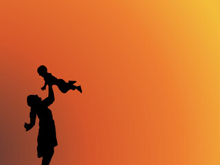 silhouette of mother and son. good for mother's day