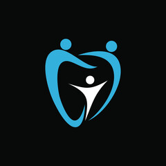 a logo illustration of a combination of teeth and people, this will describe a family, namely the dental family